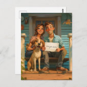 Carte Postale Couple mignon et son chien (Devant / Derrière)