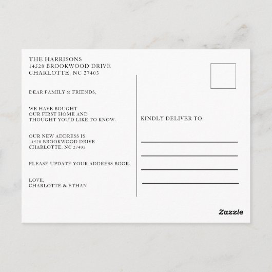 Carte Postale Couple mignon Notre Première Maison Faire-part de (Dos)