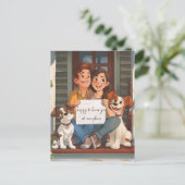 Carte Postale Couple mignonne et chiots (Debout devant)