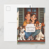 Carte Postale Couple mignonne et chiots (Devant / Derrière)