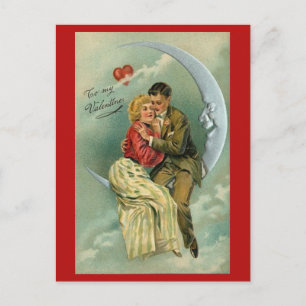 Carte Postale Couple Over the Moon Valentine Postcard