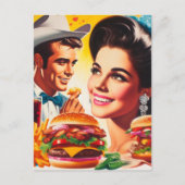 Carte Postale Couple rétro de la restauration rapide (Devant)