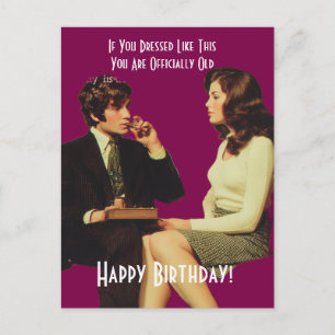 Carte Postale Couple Rétro Joyeux Anniversaire