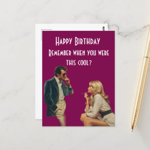 Carte Postale Couple Rétro Joyeux Anniversaire Blague