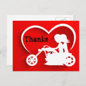 Carte Postale Couple Riding Motorcycle Thanks Thank You (Devant / Derrière)