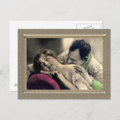 Carte Postale Couple romantique - Baisers à épaules (Devant / Derrière)