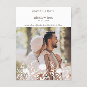 Carte Postale Couple romantique engagé avec design Fleur sauvage