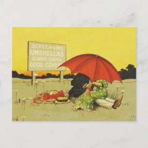 Carte Postale Couple romantique vintage s'embrassant sous un par