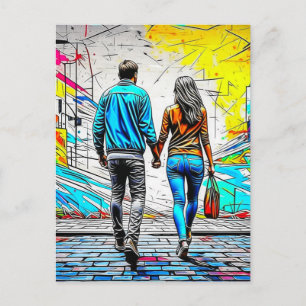 Carte Postale Couple Se Tenant la Main  Tu Me Manques