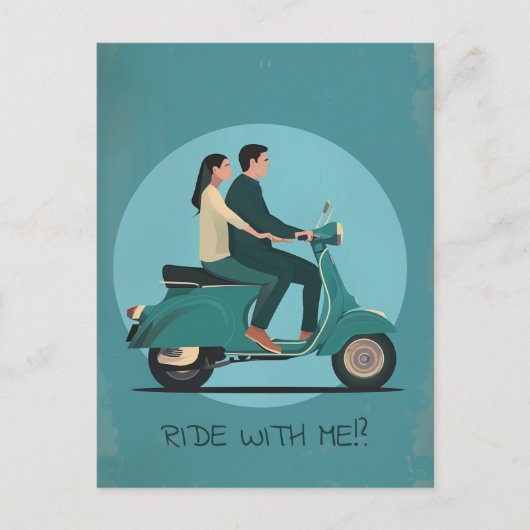 Carte Postale Couple sur moto (Devant)