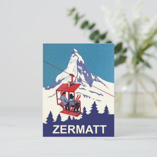 Carte Postale Couple sur un remonte-pente à Zermatt, voyage vint (Debout devant)