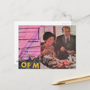 Carte Postale Couple Vintage Heureux en Train de Manger