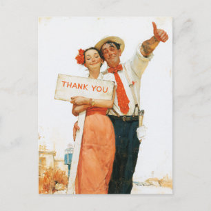 Carte Postale Couple Vintage Merci