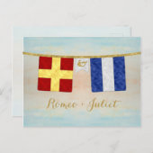 Carte Postale Couples d'aquarelle Monogramme Signal maritime Dra (Devant / Derrière)