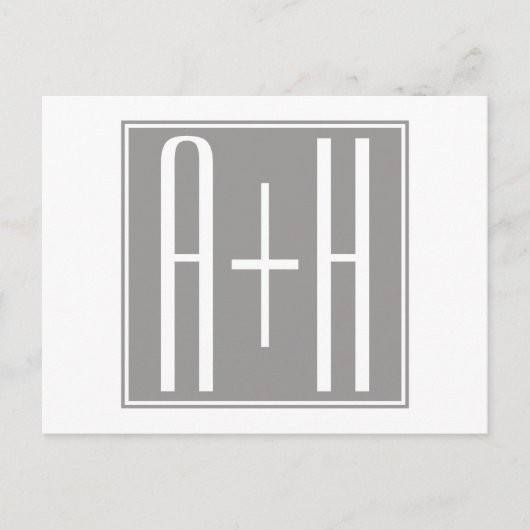 Carte Postale Couples Initails ou Autre Texte | Blanc & Gris (Devant)