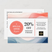 Carte Postale Coupon d'aquarelle de corail bleu marine (Devant / Derrière)