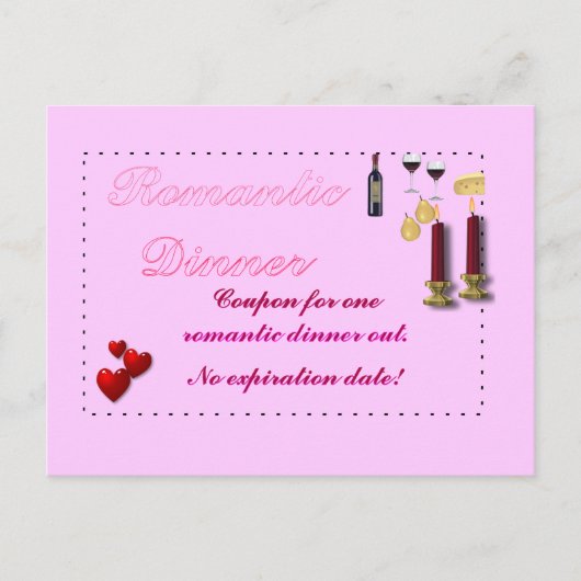 Carte postale Coupon dîner romantique (Devant)