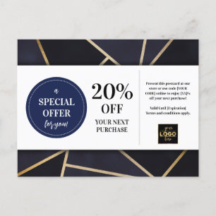 Carte Postale Coupon géométrique bleu marine