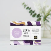 Carte postale Coupon Personnalisé Purple Or (Debout devant)