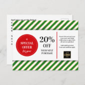 Carte Postale Coupon Rouge Vert Noël Remise (Devant / Derrière)