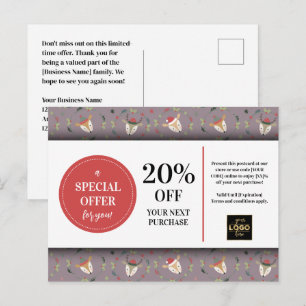 Carte Postale Coupon sur mesure de Cerf de Noël