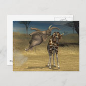 Carte Postale Coups d'éléphant sur la girafe (Devant / Derrière)