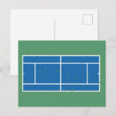 Carte Postale Cour de Tennis Bleu et Vert Style déstressé (Devant / Derrière)
