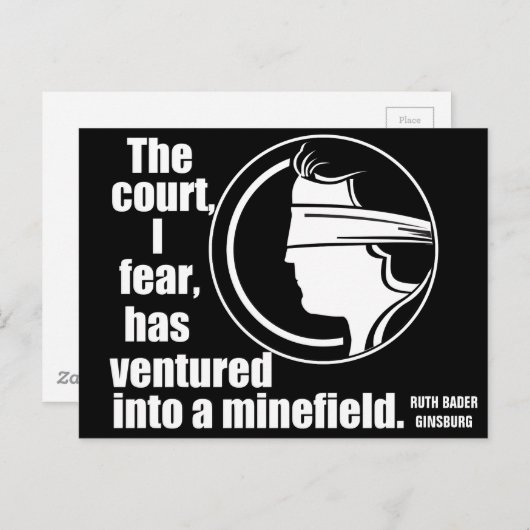 Carte Postale Cour Suprême Ruth Bader Ginsburg Pro Choice Citati (Devant / Derrière)