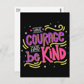 Carte Postale Courage Be Kind Hello Motivational Anti-intimidati (Devant / Derrière)