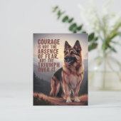 Carte Postale Courage berger allemand au coucher du soleil (Debout devant)