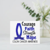 Carte Postale Courage Foi Force Espoir Colon Cancer (Debout devant)