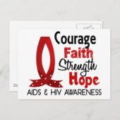 Carte Postale Courage, Foi, Force, Espoir SIDA (Devant / Derrière)