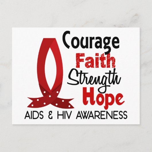 Carte Postale Courage, Foi, Force, Espoir SIDA (Devant)