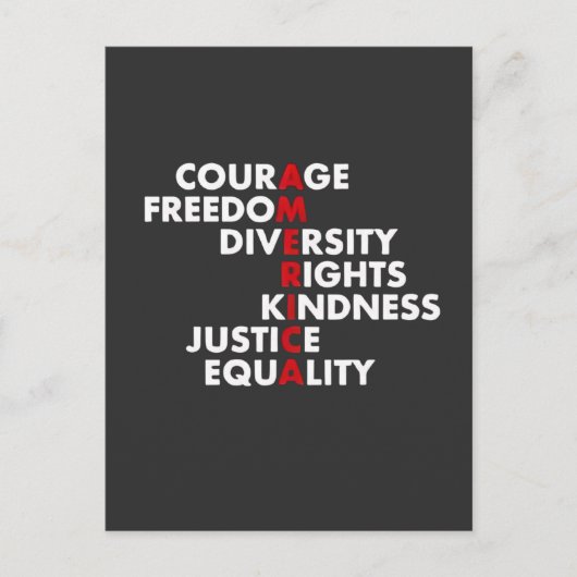 Carte Postale Courage Liberté Droits Diversité (Devant)