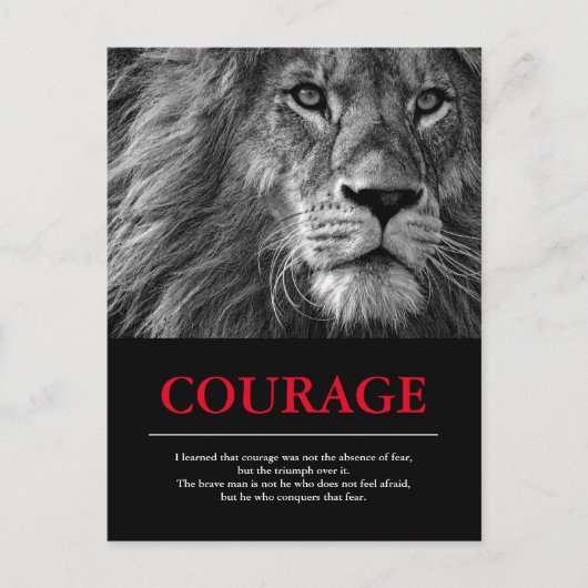 Carte Postale Courage Lion Motivationnel Inspiration (Devant)