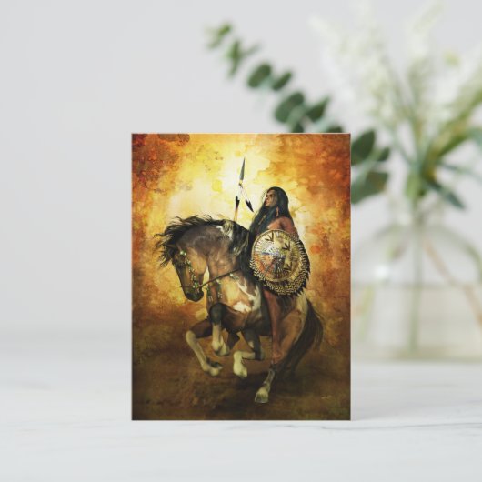Carte Postale Courage Native American Warrior (Debout devant)
