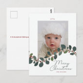 Carte Postale Courbe Berry Leaf spray photo Noël (Devant / Derrière)