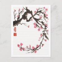 Carte postale Courbe de fleurs de prune