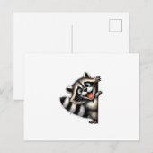 Carte Postale Courbe de Noël adorable Raccoon - Gif de Noël mign (Devant / Derrière)