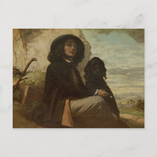 Carte Postale Courbet avec son chien noir, 1842