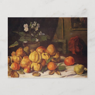 Carte Postale Courbet Gustave - Pommes, poires et fleurs à vie m