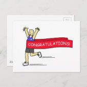 Carte Postale Coureur masculin avec bannière Félicitations. (Devant / Derrière)