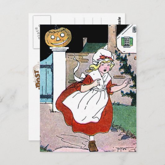 Carte Postale Courir effrayé de Jack-O-Lantern (Devant / Derrière)