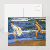 Carte Postale Courir le long de la plage par Joaquin Sorolla (Devant / Derrière)