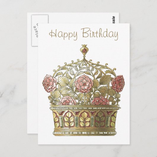 Carte Postale Couronne avec Roses (Devant / Derrière)