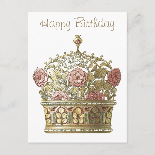 Carte Postale Couronne avec Roses (Devant)