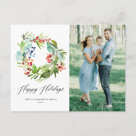 Carte Postale Couronne de baies d'hiver rouges et de genévrier P (Devant)