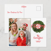 Carte Postale Couronne de buis pour photo de vacances de Noël jo (Devant / Derrière)