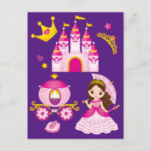 Carte Postale Couronne de Château de Princesse Fillettes Violet