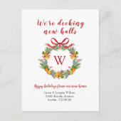 Carte Postale Couronne de Citrus avec Monogramme de Fêtes Mobile (Devant)